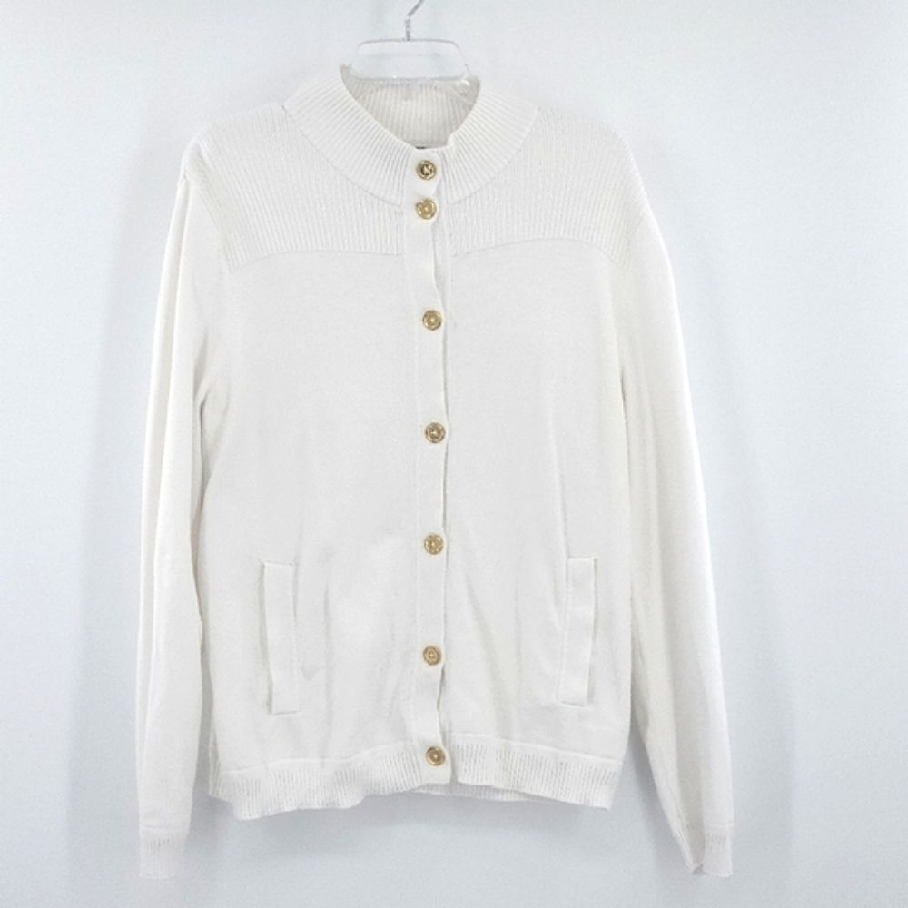 Jones New York Cardigan Sweater Womens Size XL White Ivory Old Money Preppy Chic
